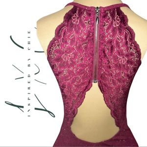 Speechless Lace Back Cocktail Dress